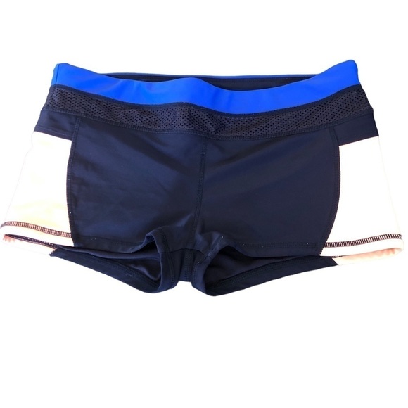 Athleta Boy Short Swim Bottom Size M Navy Peach Beach Pool Swim Summer - Picture 1 of 3